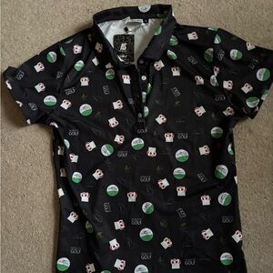 Women’s Black Golf Print Shirt